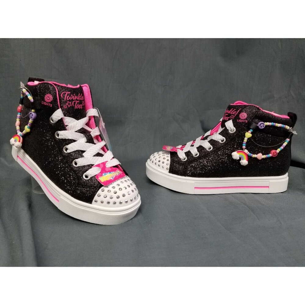 Skechers Twinkle Spark Light-Ups Girls Pink Black Size 2.5 Brand New In Box !!